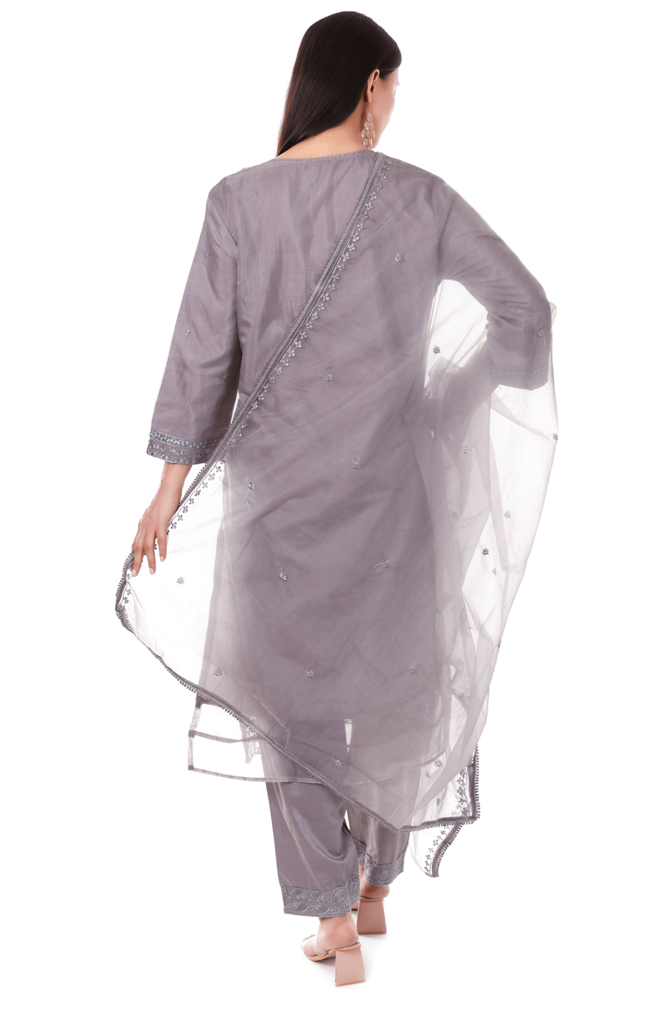 Elephent Grey cotton pakistani staright suit