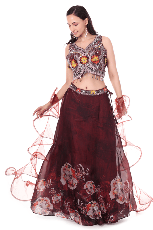 Maroon lahenga set
