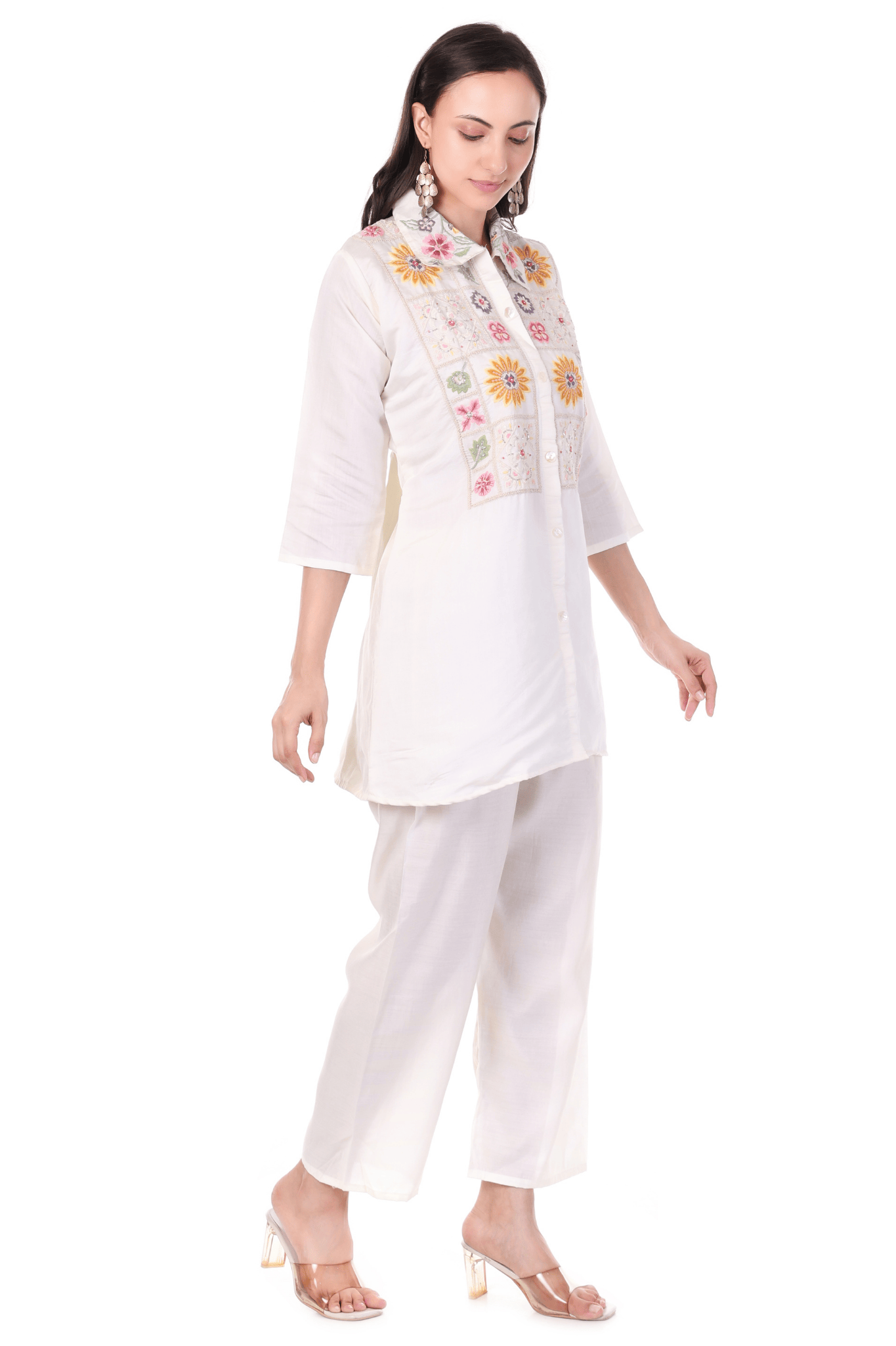 Embroidered shirt cord set