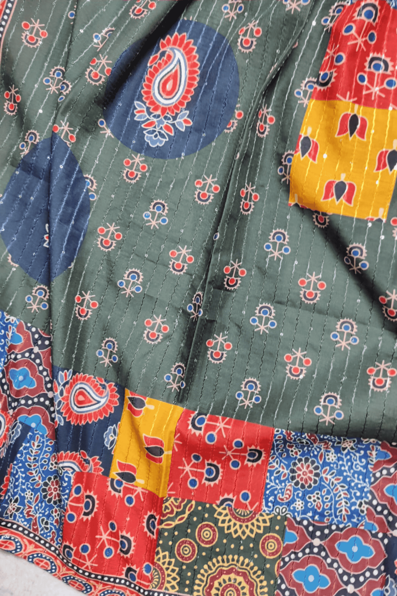 Parot Green A line Ajrak printed suit