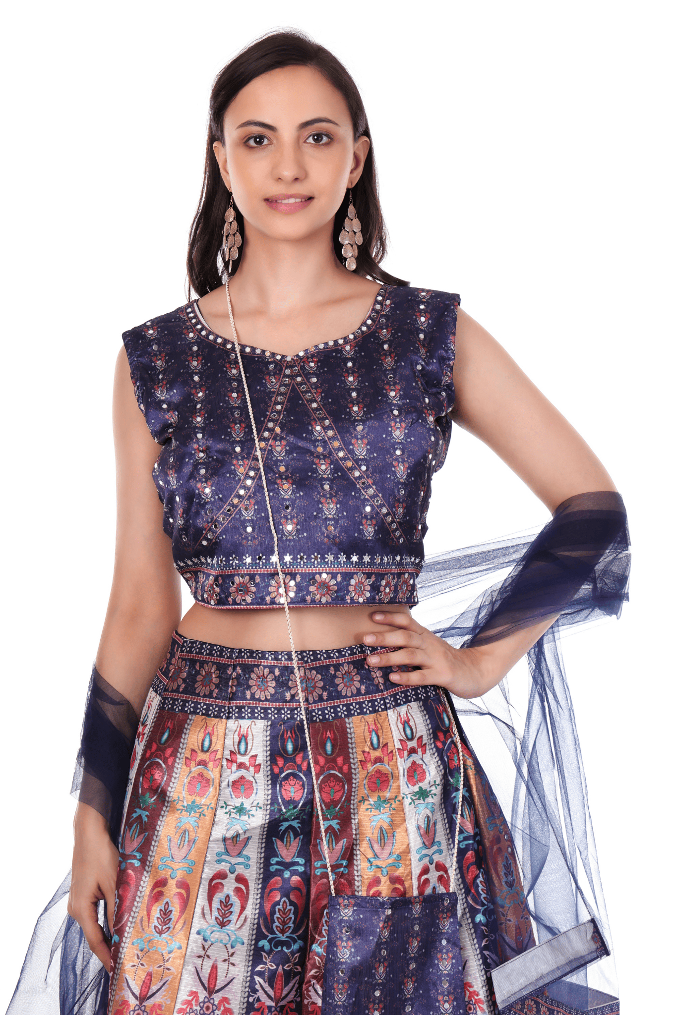 Blue Printed Lahenga set