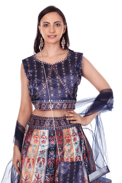 Blue Printed Lahenga set