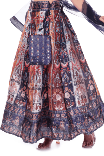 Blue Printed Lahenga set
