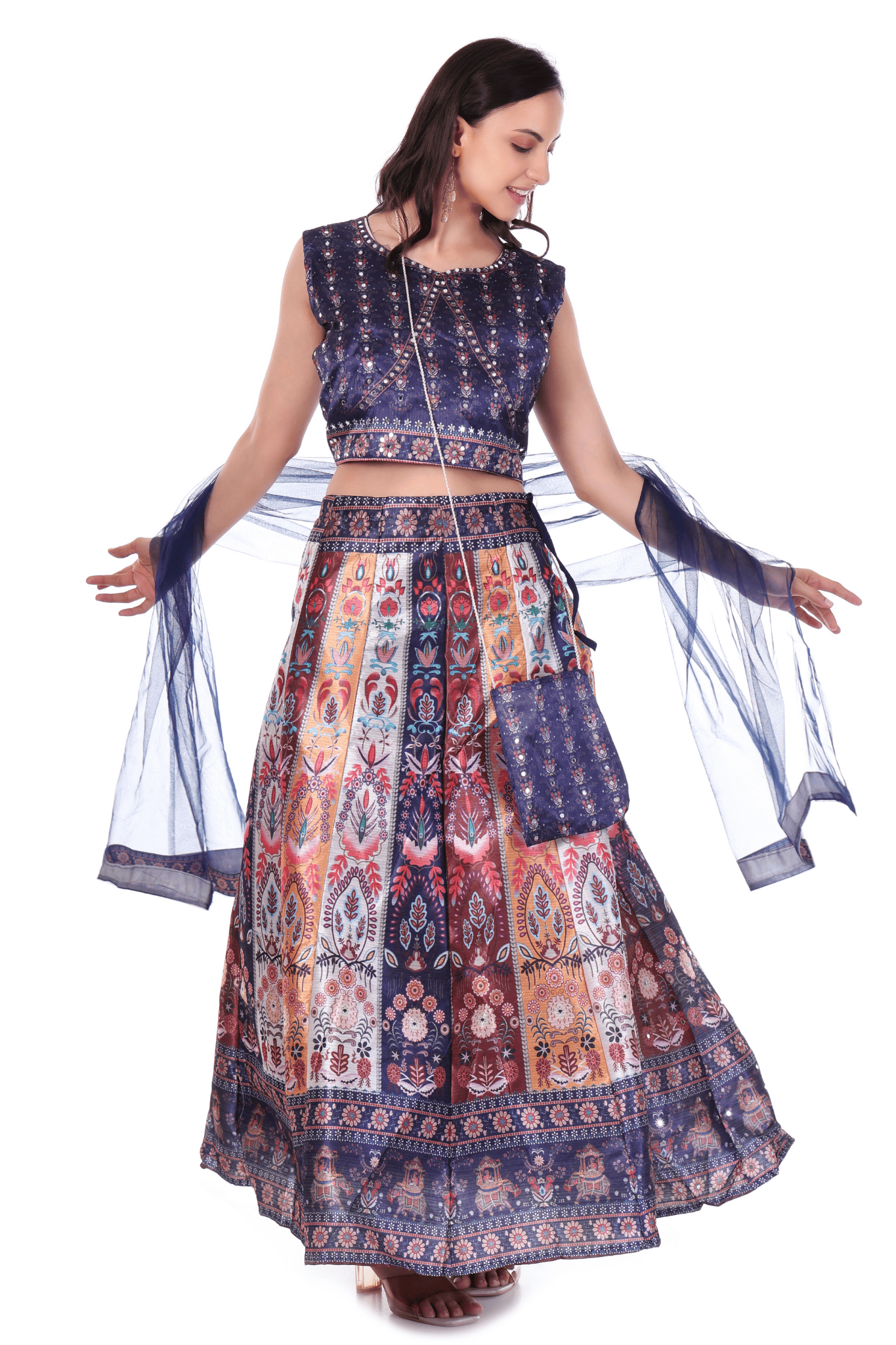 Blue Printed Lahenga set