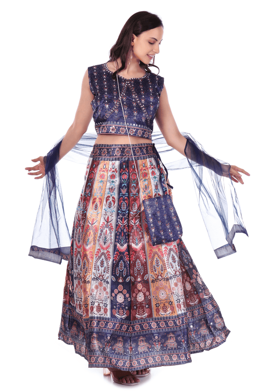Blue Printed Lahenga set