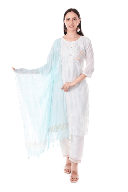 3D floral White suit