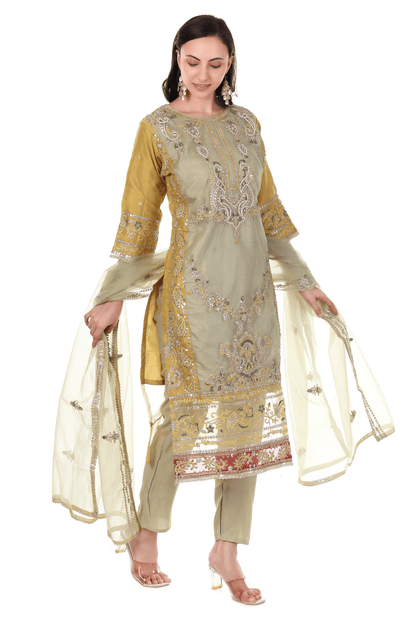 Mustard Lemon green Pakistani suit