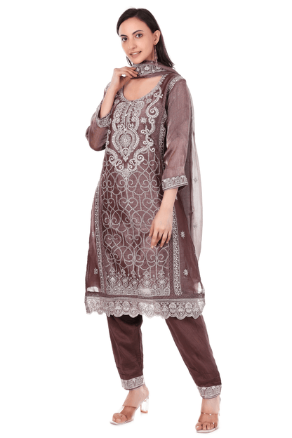Chocolate Brown Pakistani heavy suit