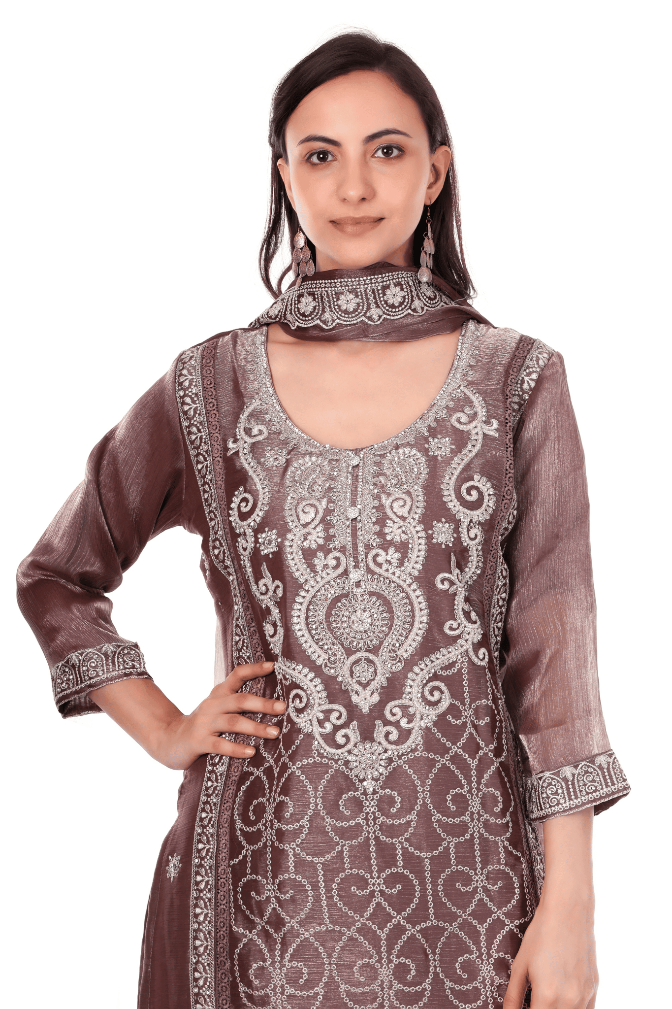 Chocolate Brown Pakistani heavy suit