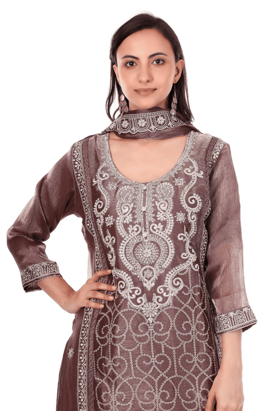 Chocolate Brown Pakistani heavy suit