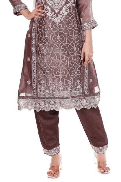 Chocolate Brown Pakistani heavy suit