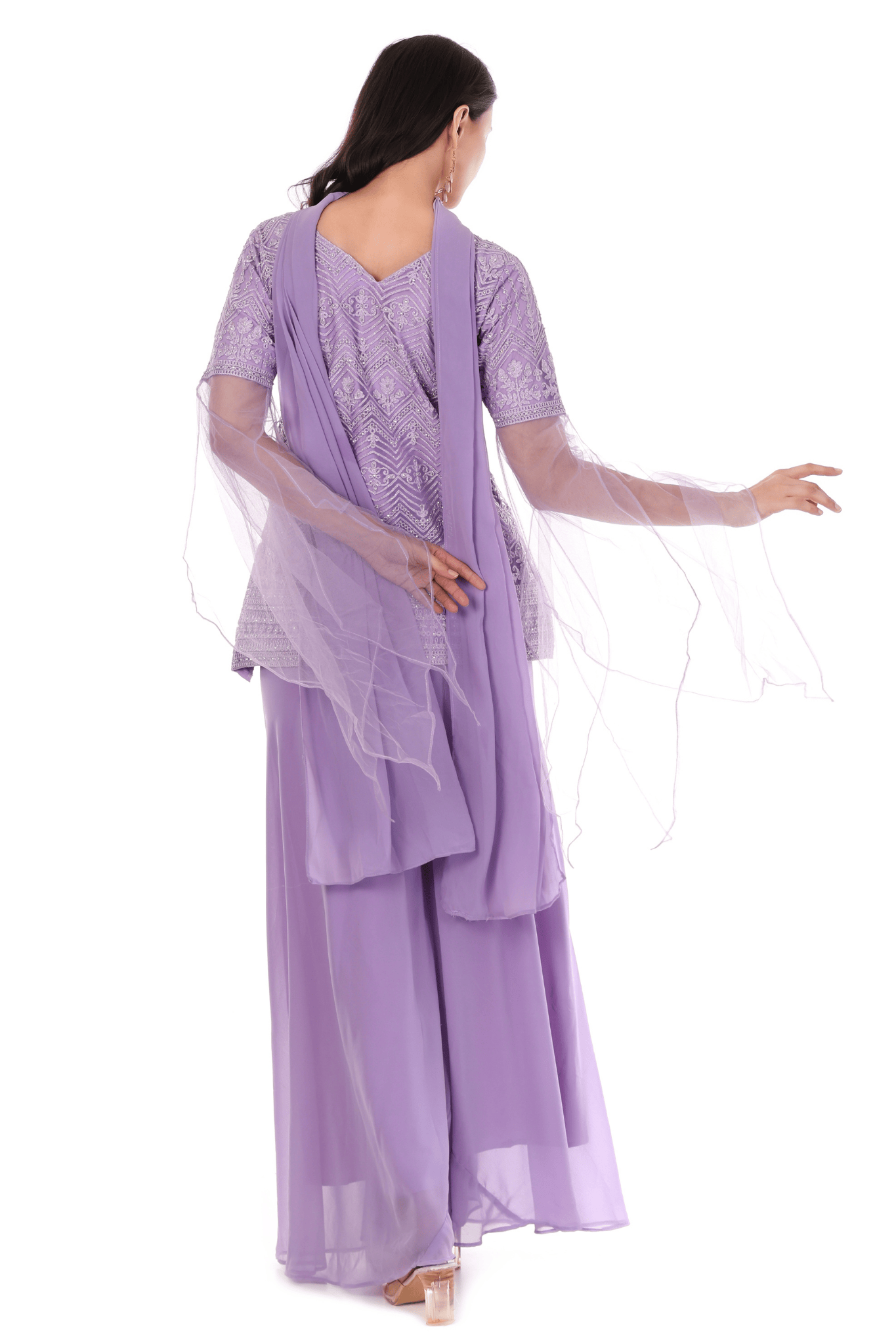 Purple Plazo jacket coord set