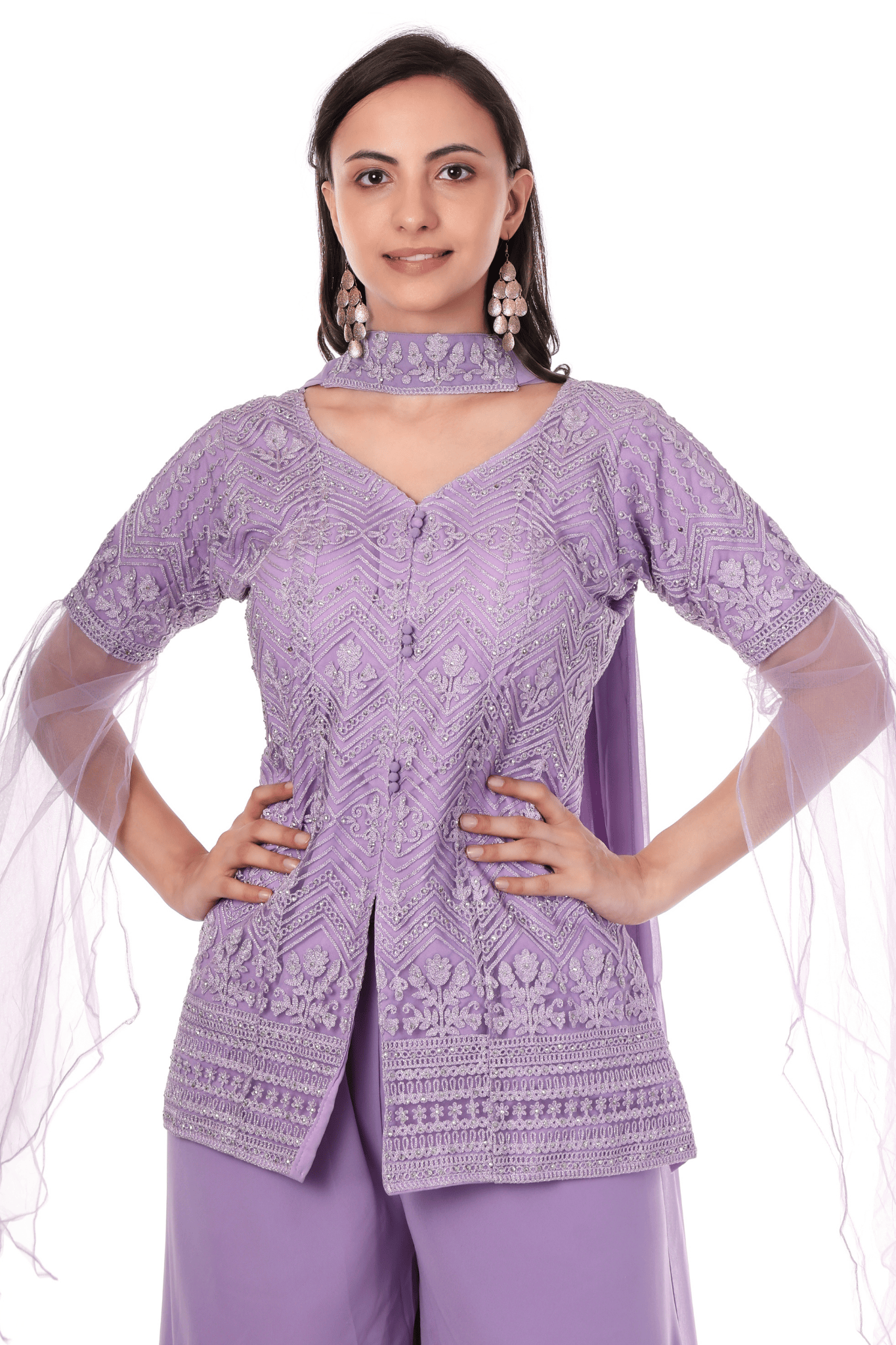 Purple Plazo jacket coord set