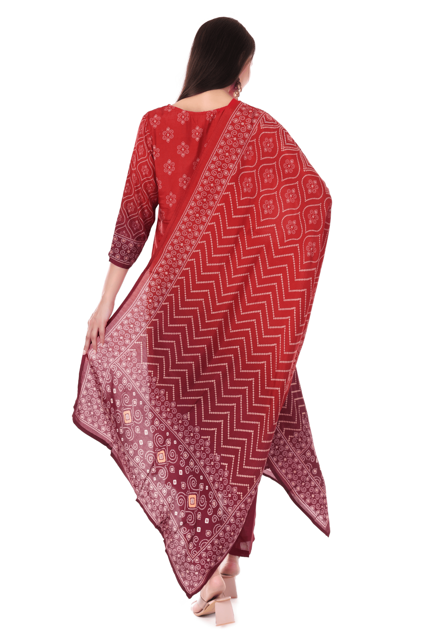 Red Mul cotton Bandhani Printed suit