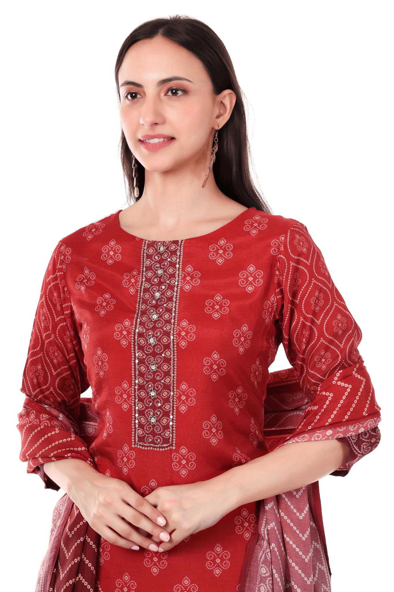 Red Mul cotton Bandhani Printed suit