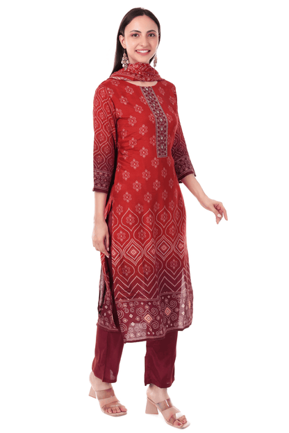Red Mul cotton Bandhani Printed suit