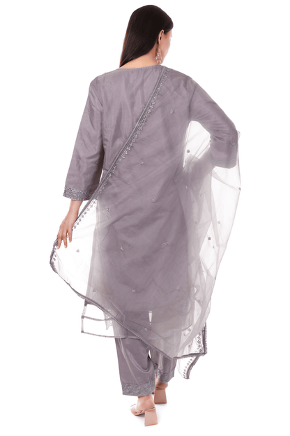 Elephent Grey cotton pakistani staright suit