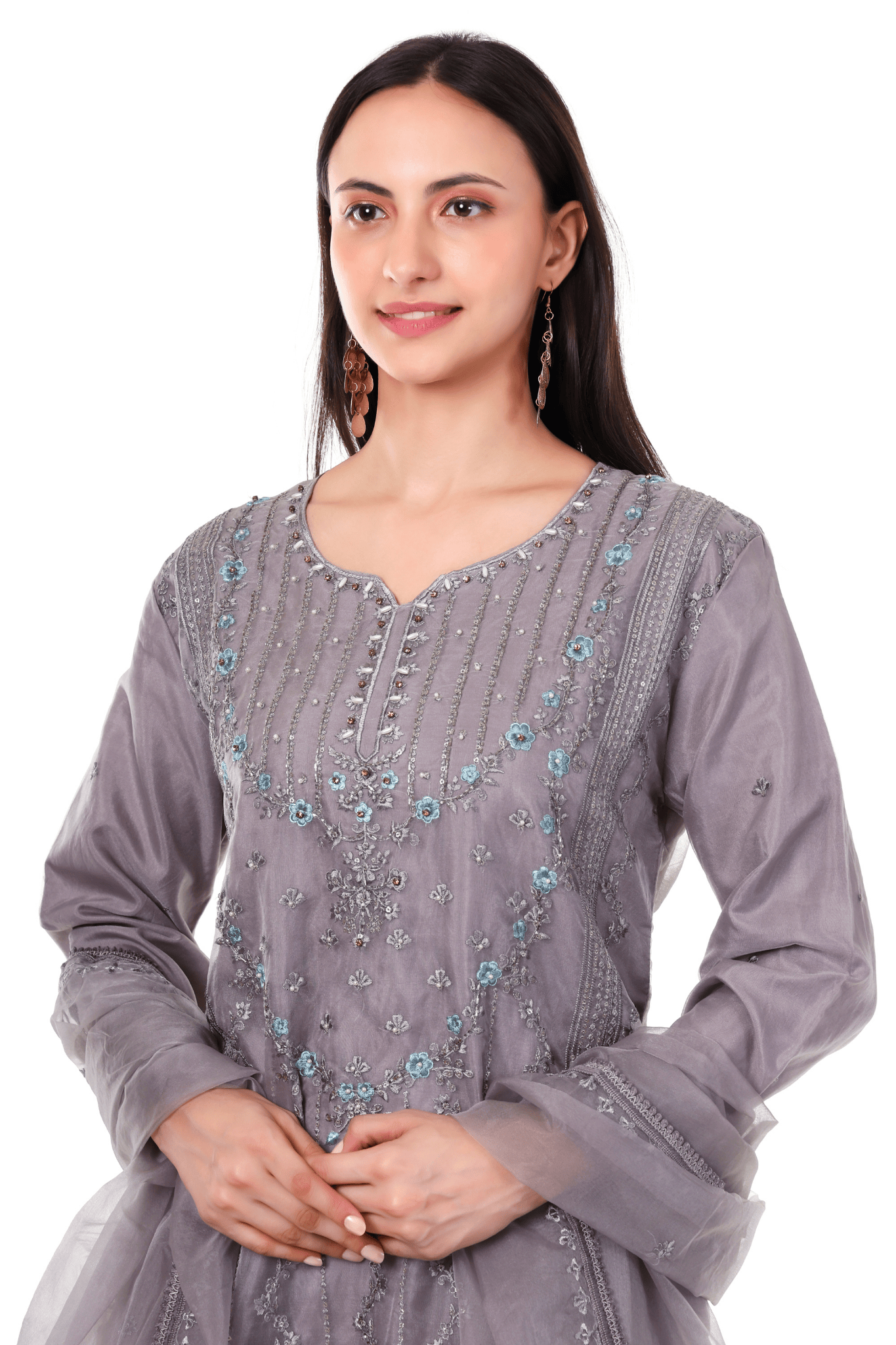 Elephent Grey cotton pakistani staright suit