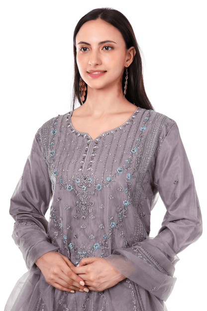 Elephent Grey cotton pakistani staright suit