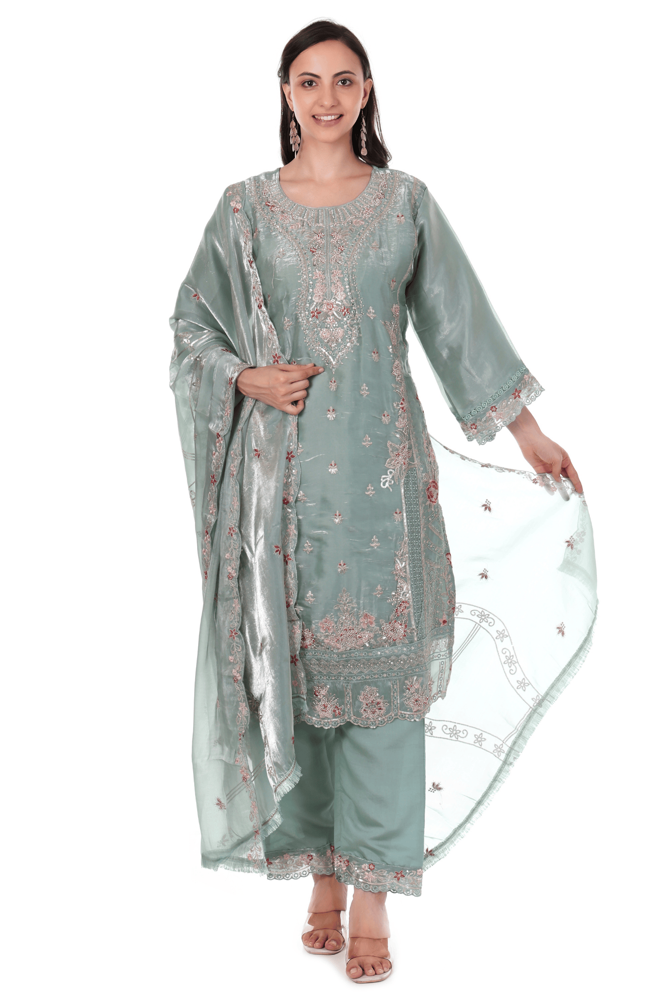 Sea green siroski Pakistani suit