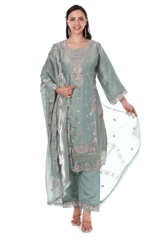 Sea green siroski Pakistani suit