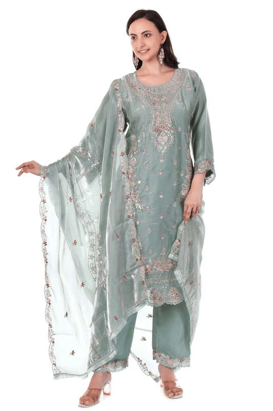 Sea green siroski Pakistani suit