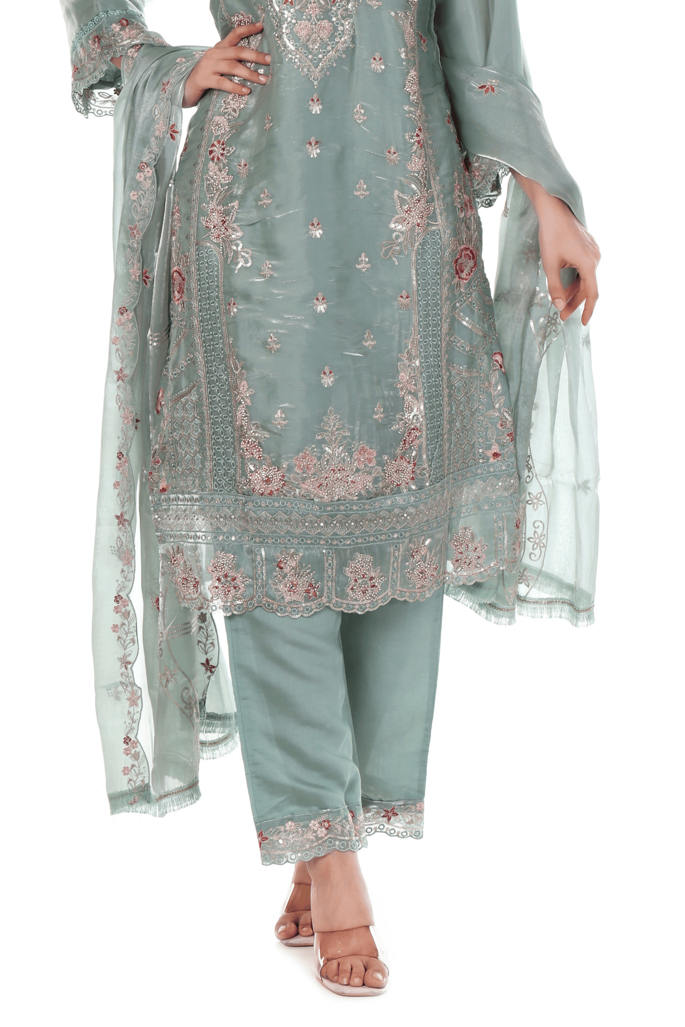 Sea green siroski Pakistani suit