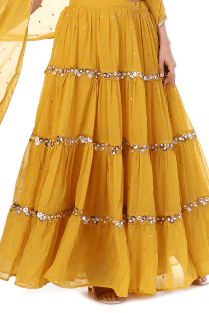 Mustard Yellow flowy Lahenga set