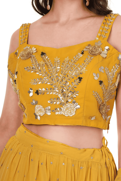 Mustard Yellow flowy Lahenga set