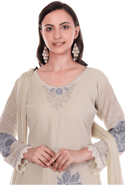 Beige georgette straight suit