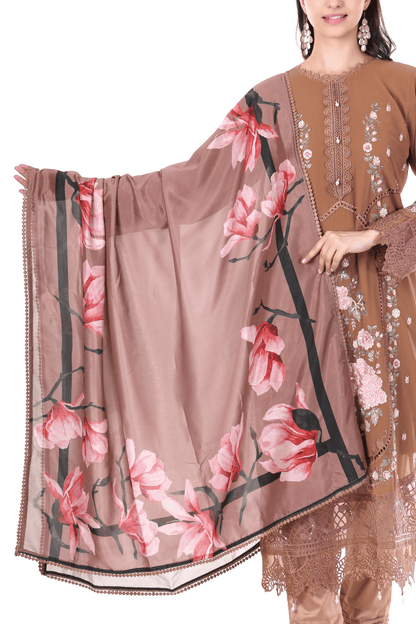 Long straight pakistani chocolate brown suit