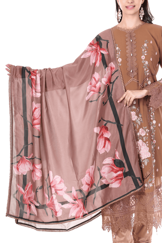 Long straight pakistani chocolate brown suit