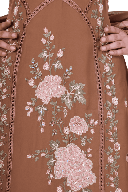 Long straight pakistani chocolate brown suit