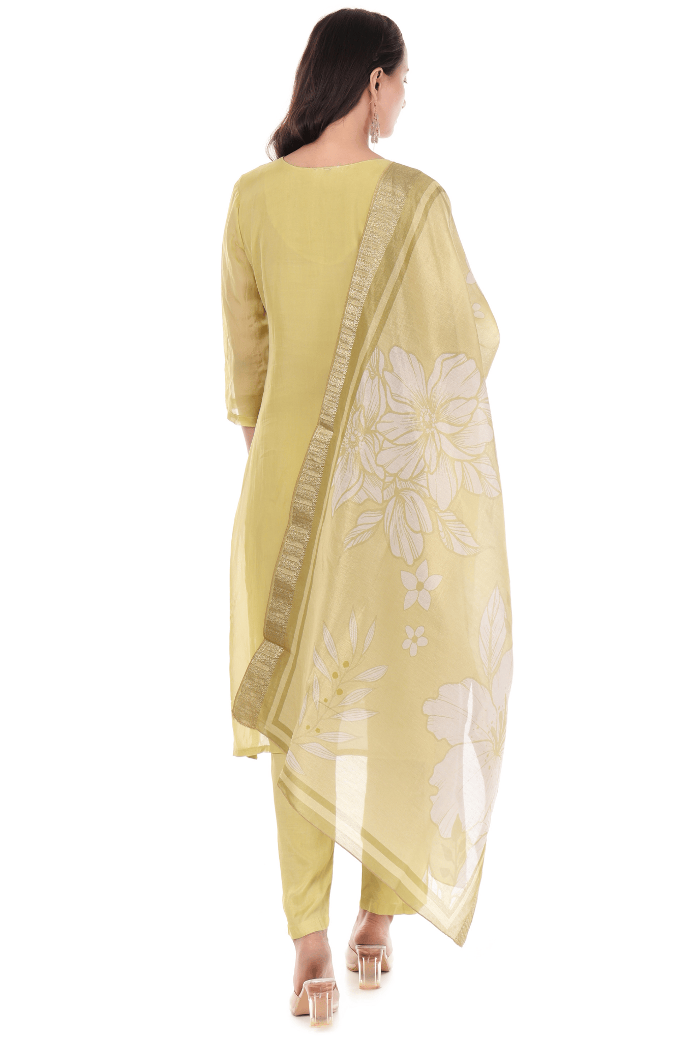 Floral Thread embroidered suit set