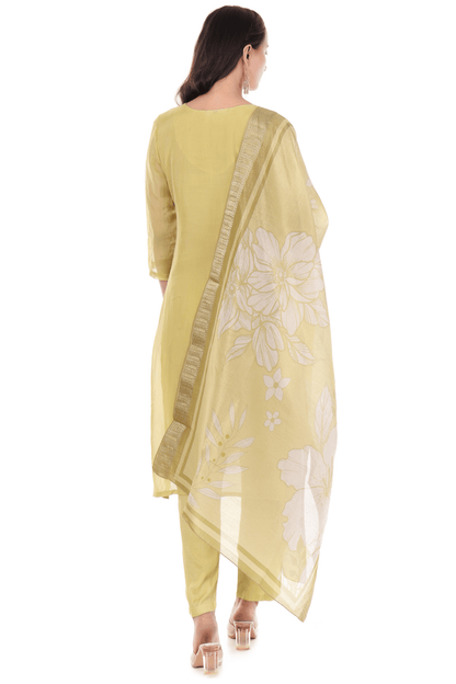 Floral Thread embroidered suit set