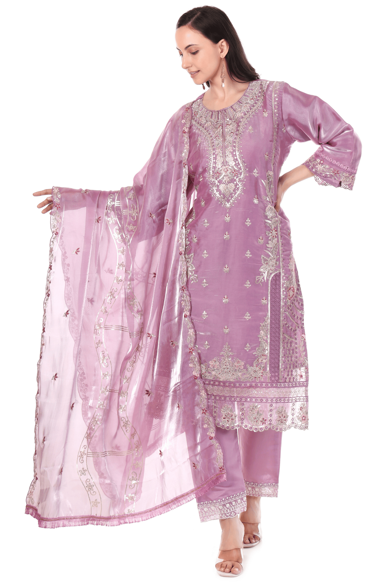 Pink siroski Pakistani suit