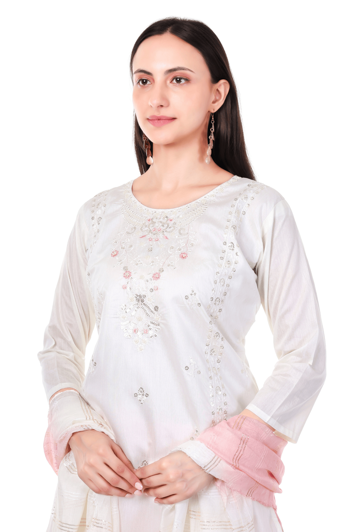 Thread and bead worked straight suit