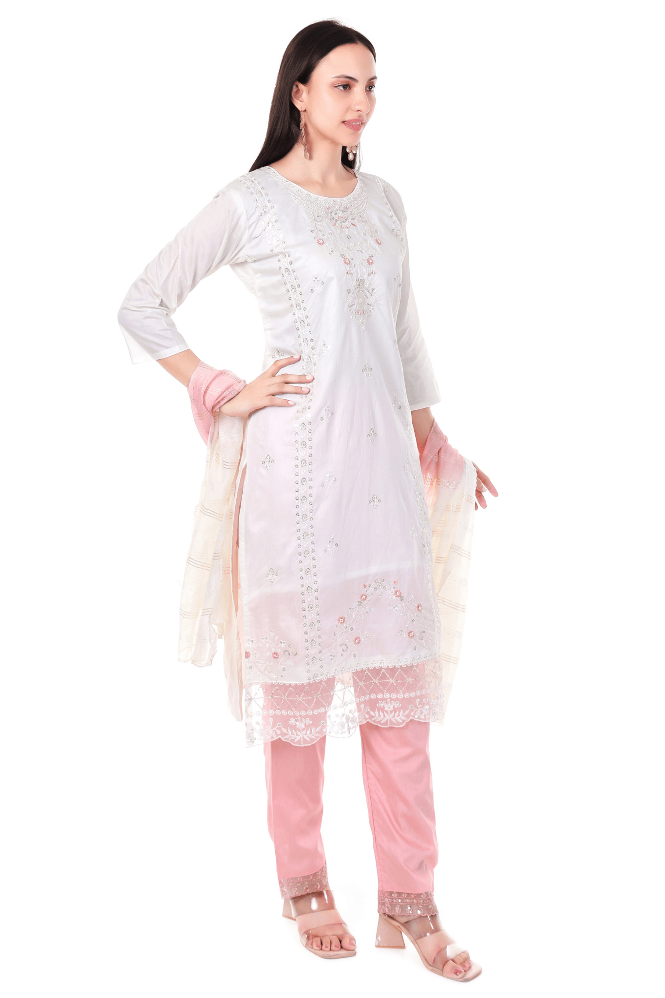 Thread and bead worked straight suit