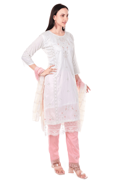 Thread and bead worked straight suit