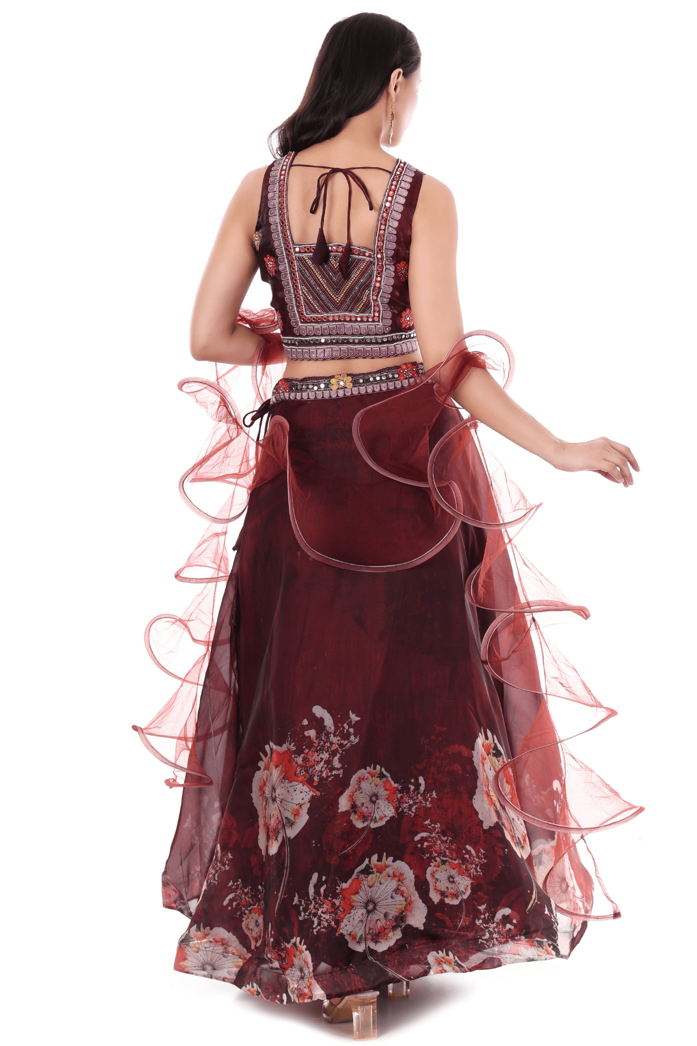 Maroon lahenga set