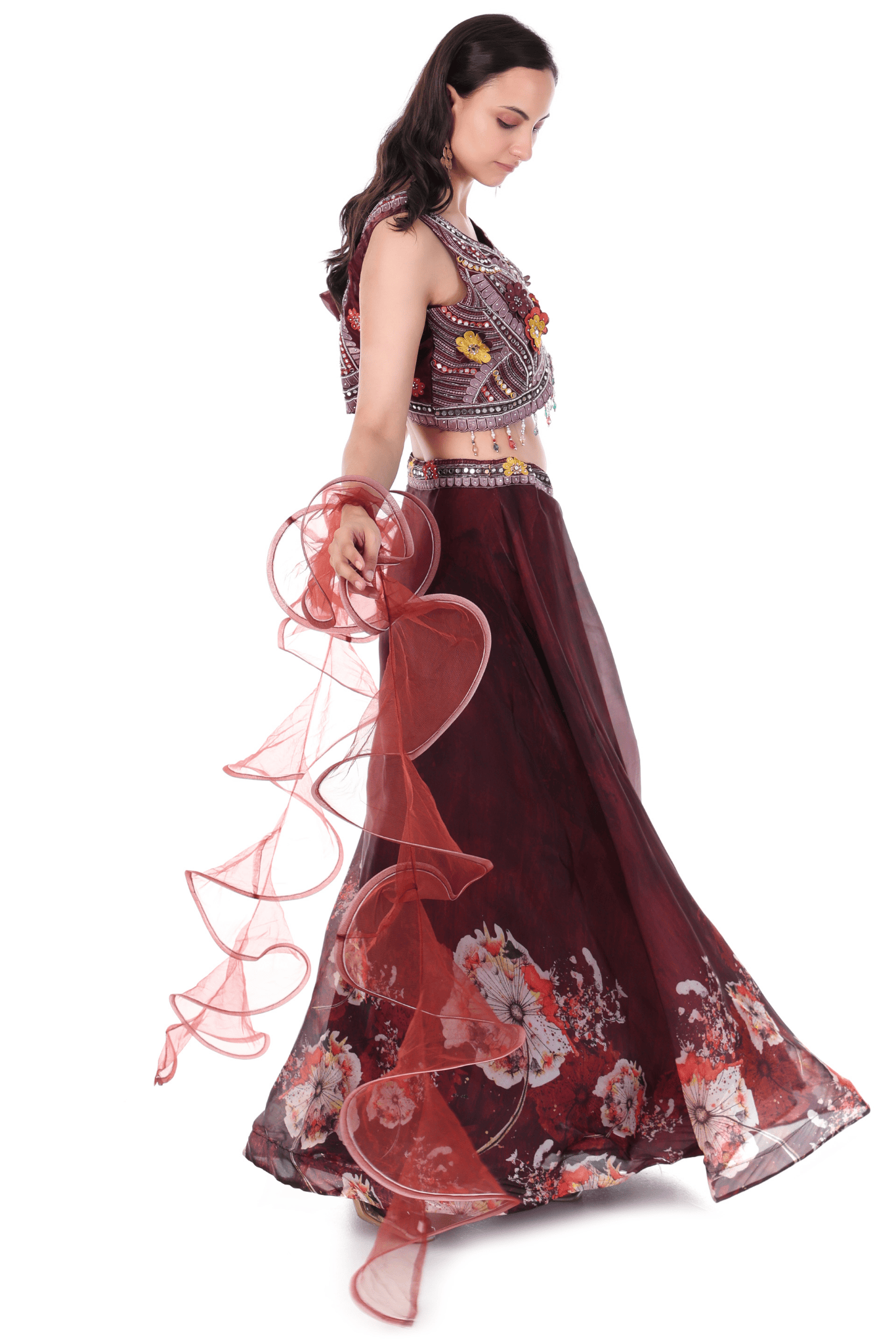 Maroon lahenga set