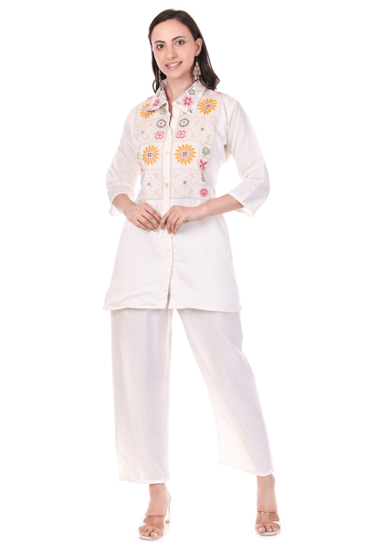 Tissue shimmer jackard seroski straight suit