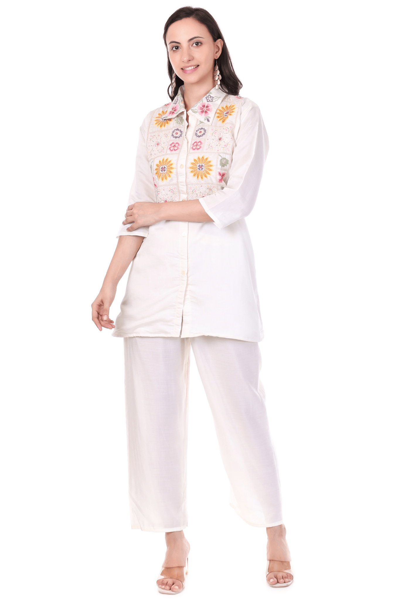 Embroidered shirt cord set