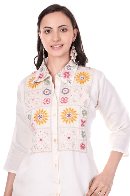 Embroidered shirt cord set