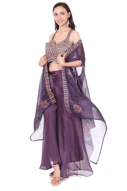 Voilet plazo cape indowestern dress