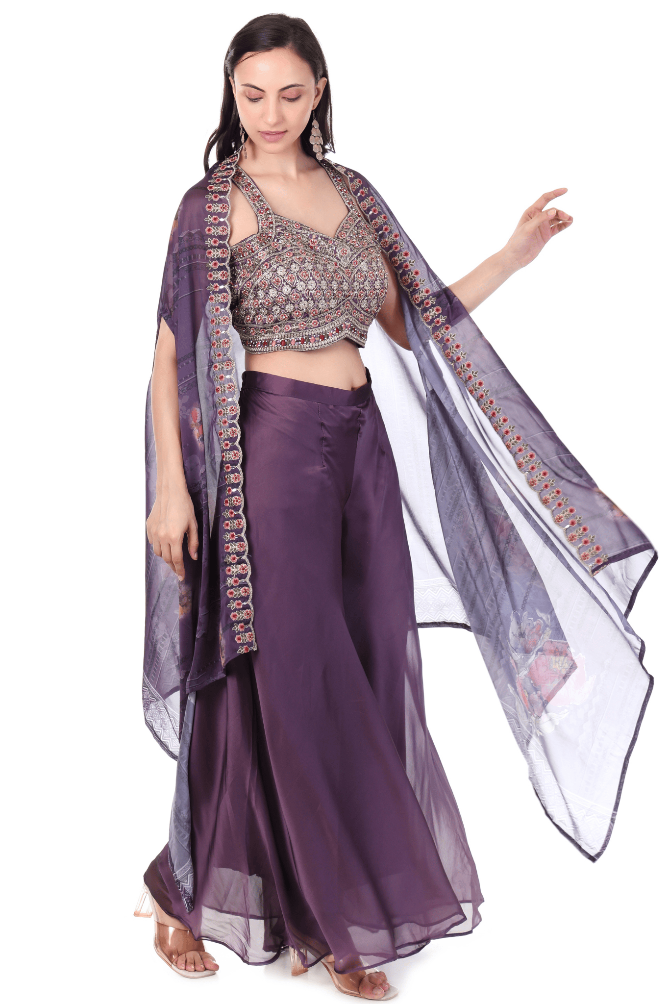 Voilet plazo cape indowestern dress