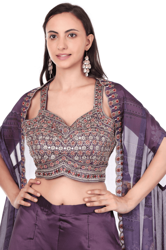 Voilet plazo cape indowestern dress