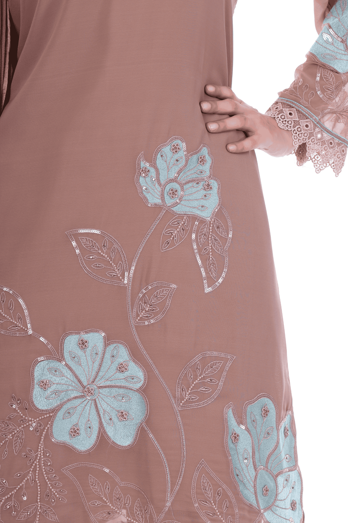 Chocolate brown georgette straight suit