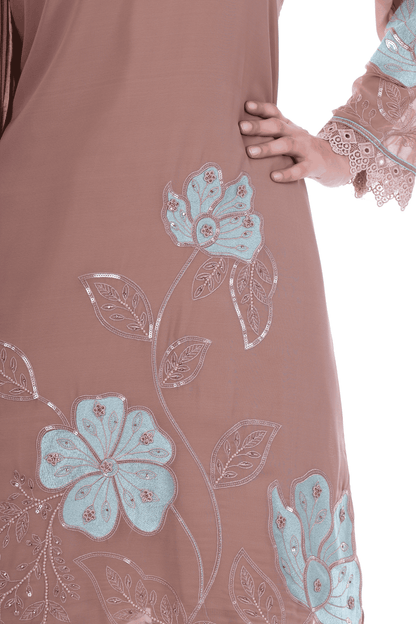 Chocolate brown georgette straight suit