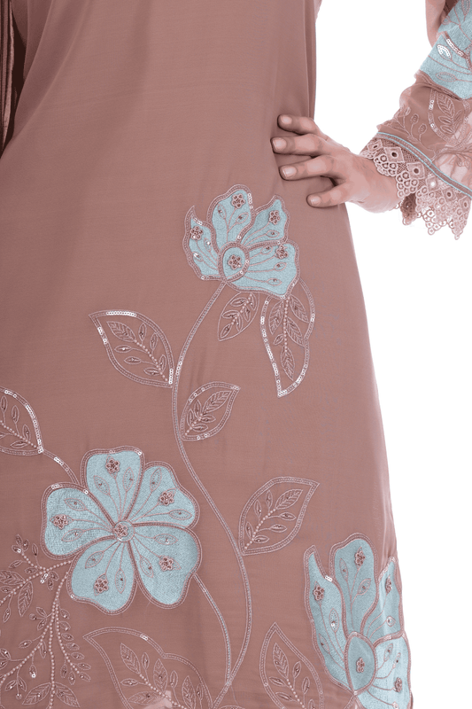 Chocolate brown georgette straight suit